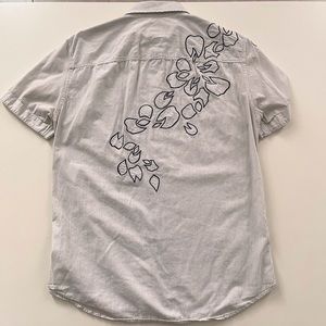 Armani Exchange White and Blue Casual Button Down Shirt